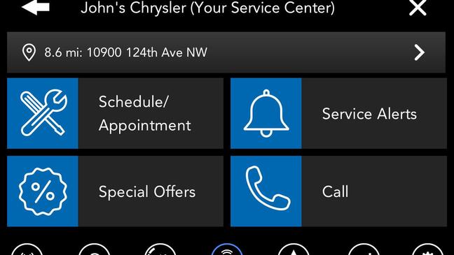 Uconnect Market is a new platform that allows FCA customers to make on-demand reservations{ }and to purchase{ }products and services directly{ }from the vehicle touchscreen. (Image courtesy of Fiat Chrysler Automobiles)