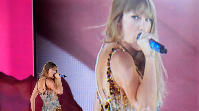 FILE - Taylor Swift performs during "The Eras Tour" in Los Angeles on Aug. 7, 2023. Swift is releasing her "Taylor Swift: The Eras Tour" concert film on Oct. 13. (AP Photo/Chris Pizzello, File)