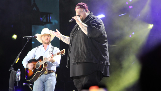 Surprise guest Jelly Roll joins Cody Johnson to perform at Nissan Stadium on Friday, June 7, 2024 for CMA Fest. (Photo:  Kelsie Jarrett/FOX 17 News)