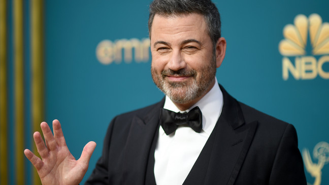 FILE - Jimmy Kimmel appears at the 74th Primetime Emmy Awards in in Los Angeles on Monday, Sept. 12, 2022.  Kimmel is celebrating his 20th anniversary as ABC’s late-night host early, signing a three-year contract extension for “Jimmy Kimmel Live!” His show debuted in January 2003, and the new deal means he will remain with it into the 2025-26 season. (Photo by Richard Shotwell/Invision/AP, File)