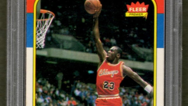 Sports trading cards are experiencing the strongest surge in their history. As of October 5, 2020, this Michael Jordan 1986 Fleer Rookie in PSA 8 is being sold for{ }$6,000 - $6,500. (Image: ABC7)