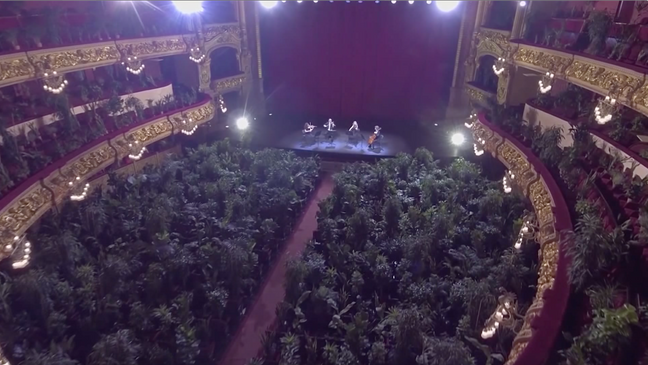 Barcelona's Opera House has reopened and its inaugural performance was to an audience of more than 2,000 plants. (Photo:{ } LiceuOperaBarcelona/YouTube via CNN Newsource)