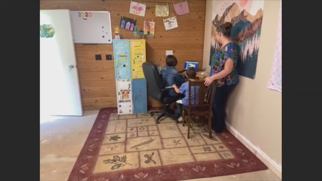 The Knickerbocker children posts up at one portion of the room. It should be completed soon. (Courtesy of Brian Knickerbocker)