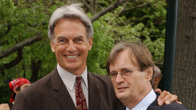 N.C.I.S. cast members Mark Harmon (L) and David McCallum arrive for the "CBS Upfront Previews 2003-2004" May 14, 2003 at Tavern on the Green in New York City. (Photo by Mark Mainz/Getty Images)