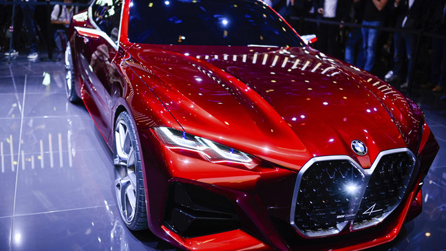 A 'BMW Concept4' car is displayed at the IAA Auto Show in Frankfurt, Germany, Tuesday, Sept. 10, 2019. (Uwe Anspach/dpa via AP)