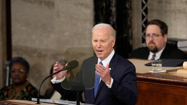 President Joe Biden delivers the State of the Union address to a joint session of Congress at the Capitol, Tuesday, Feb. 7, 2023, in Washington. (AP Photo/Susan Walsh)