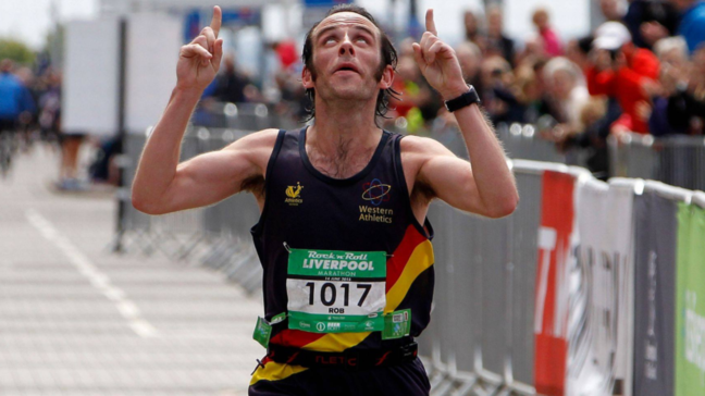 The Liverpool native ran marathons for fun. Pope admits that he came into his Forrest Gump run ill-prepared though. (Photo courtesy of Rob Pope){p}{/p}