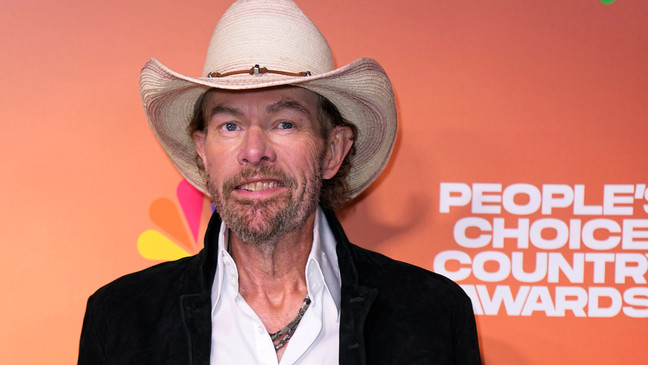 FILE - Toby Keith arrives at the People's Choice Country Awards on Thursday, Sept. 28, 2023, at The Grand Ole Opry House in Nashville, Tenn.{&nbsp;} (AP Photo/George Walker IV, File)
