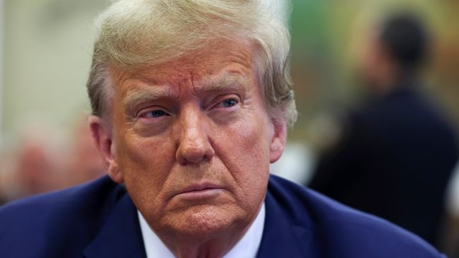 FILE - Former U.S. President Donald Trump attends the closing arguments in the Trump Organization civil fraud trial in the Manhattan borough of New York, Jan. 11, 2024. (Shannon Stapleton/Pool Photo via AP, File)