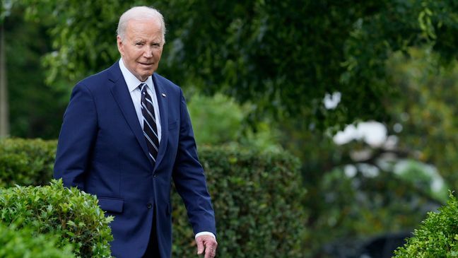 President Joe Biden arrives to speak in the Rose Garden of the White House in Washington, Tuesday, May 14, 2024, announcing plans to impose major new tariffs on electric vehicles, semiconductors, solar equipment and medical supplies imported from China. (AP Photo/Susan Walsh)