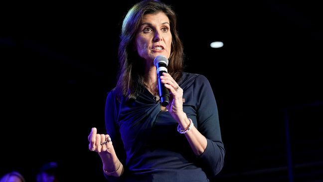 Republican presidential candidate former UN Ambassador Nikki Haley speaks at a campaign event in Forth Worth, Texas, Monday, March 4, 2024. (AP Photo/Tony Gutierrez)