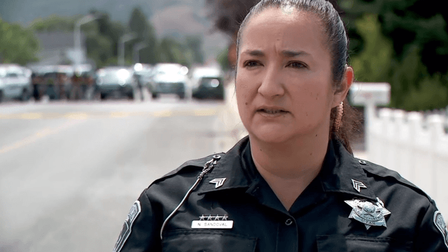 Neomi Sandoval, public information officer for Payson City Police, provides information about the search for a man who attacked a resident with a sledgehammer and punched children at a daycare. (Photo: KUTV)