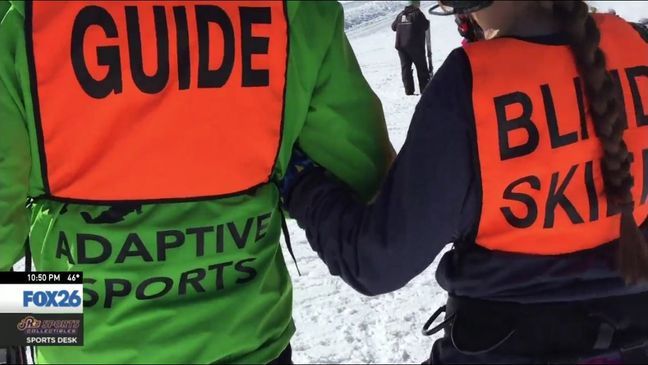 Shaela being led by her guide at China Peak (KMPH)