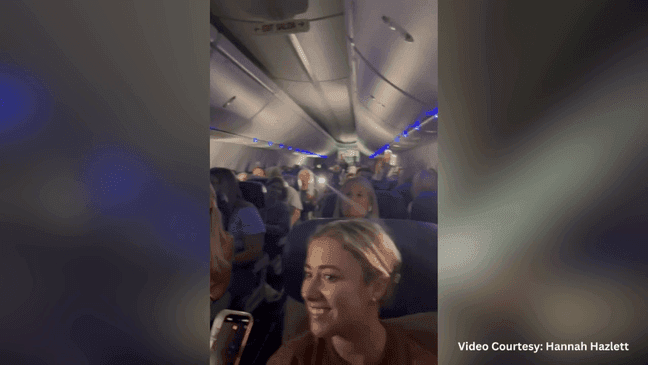 Taylor Swift fans on delayed flight to Salt Lake City put on concert in viral video (Courtesy: Hannah Hazlett)