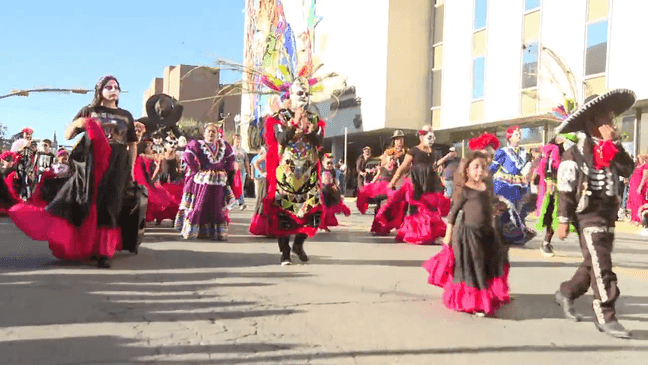 Attendees celebrate the 2023 Dia de Los Muertos Celebration and Parade in El Paso, Texas. (KFOX)