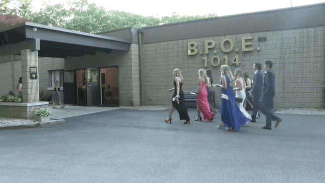 Two Massachusetts high school students decided to throw their own prom at the Elks Lodge Saturday night.  (WJAR)