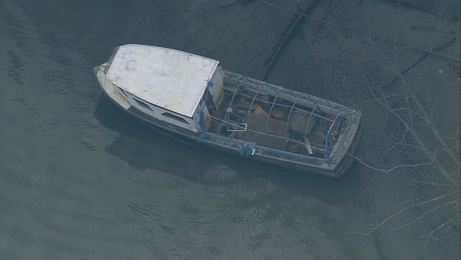 Ghost ship adrift for months ends up on Washington's Whidbey Island. (Air4)