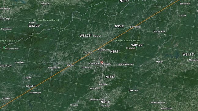 A map showing the reentry trajectory of a SpaceX spacecraft that dumped several pieces of debris in parts of Western North Carolina. (Photo credit: NASA)