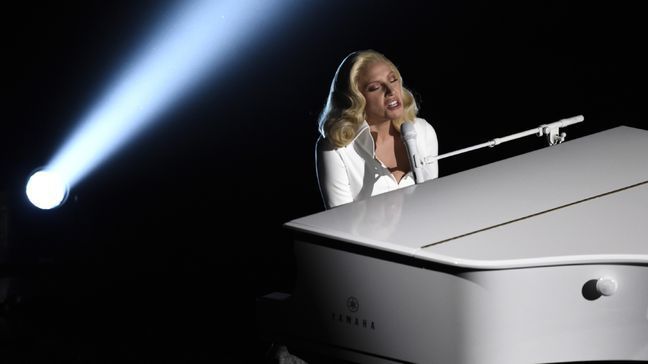 Lady Gaga performs "Til It Happens To You" that is nominated for best original song from "The Hunting Ground" at the Oscars on Sunday, Feb. 28, 2016, at the Dolby Theatre in Los Angeles. (Photo by Chris Pizzello/Invision/AP)