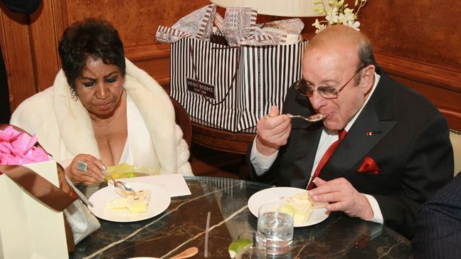 Singer Aretha Franklin, left, and music executive Clive Davis attend Aretha Franklin's 74th Birthday Celebration at the Ritz-Carlton on Thursday, April 14, 2016, in New York. (Photo by Donald Traill/Invision/AP)