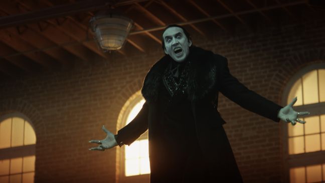 Nicolas Cage as Dracula in Renfield, directed by Chris McKay. (Photo: Universal Pictures)