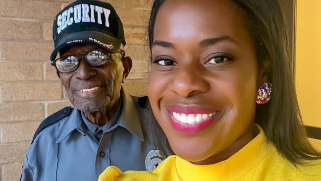 Henry Sulton, 96, works four hours a day, five days a week. Each weekday you can catch him greeting employees and visitors at the office building located at 1400 Pickens Street with a smile. (Courtesy/Kimberlei Davis)