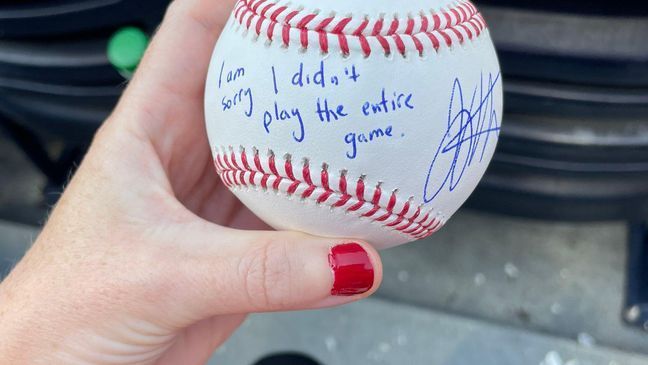 Young Reds fan, saddened by Votto's ejection from game, given signed ball by player (Courtesy family via @SuperBarry11)