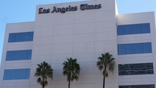 FILE - The Los Angeles Times newspaper headquarters is located in El Segundo, Calif., Tuesday, Jan. 23, 2024. (AP Photo/Damian Dovarganes,File)