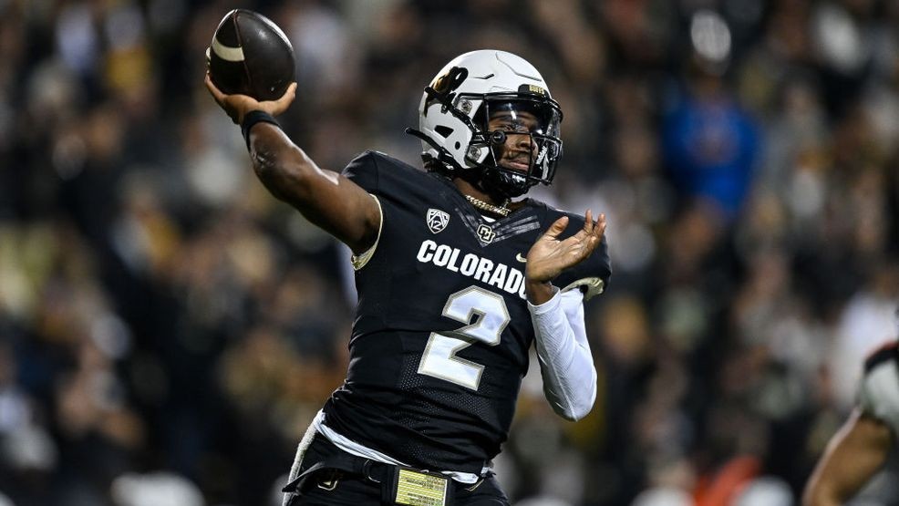 BOULDER, CO - NOVEMBER 4: Shedeur Sanders #2 of the Colorado Buffaloes passes the football in the fourth quarter against the Oregon State Beavers at Folsom Field on November 4, 2023 in Boulder, Colorado. (Photo by Dustin Bradford/Getty Images) 