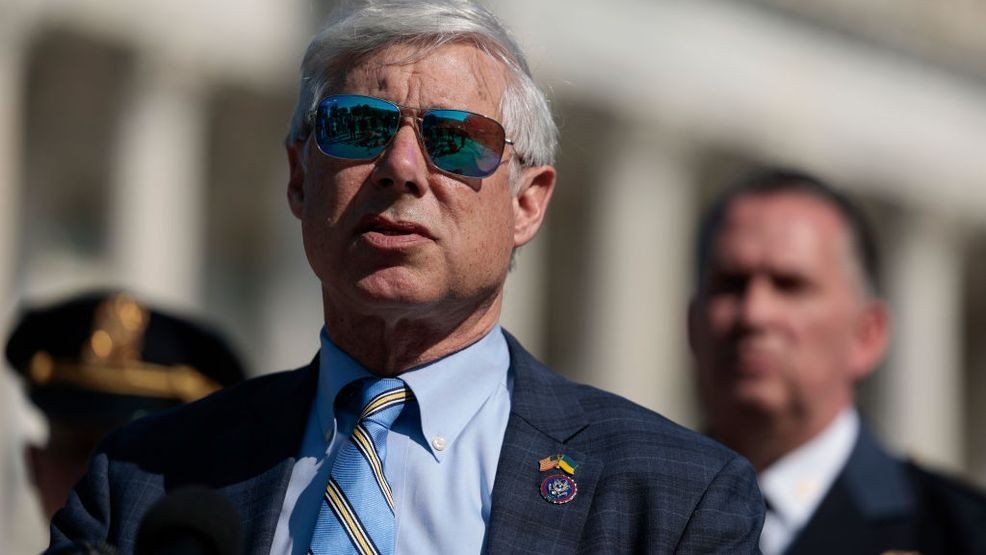 WASHINGTON, DC - MAY 19: Rep. Fred Upton (R-MI) speaks alongside lawmakers and law enforcement officials at a press conference on the introduction of the “Active Shooter Alert Act 2022,” outside of the U.S. Capitol Building on May 19, 2022 in Washington, DC. The proposed bipartisan legislation would create a system similar to the AMBER Alert for law enforcement to alert the public to active shooters in their community. (Photo by Anna Moneymaker/Getty Images)