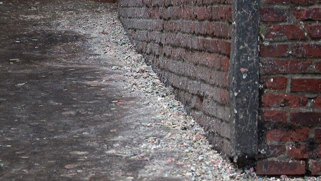 Old gum that was cleaned off the Gum Wall at Pike Place Market is seen on the ground on Thursday, November 7, 2024. (KOMO News)