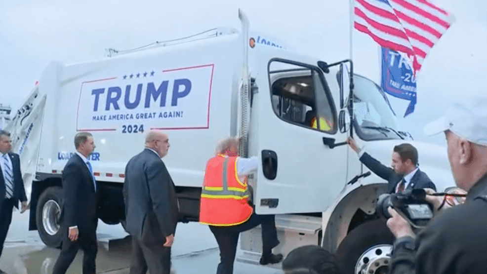 Image for story: Donald Trump in garbage truck claps back at Biden's controversial comment 