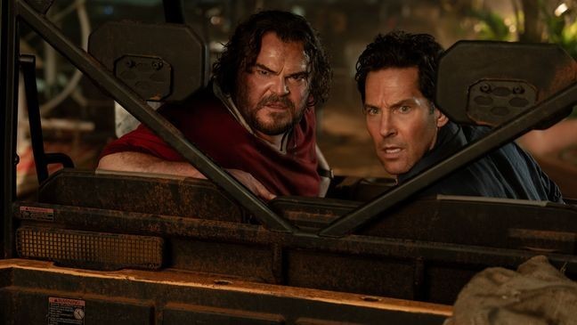 Doug (Jack Black) and Griff (Paul Rudd) in Columbia Pictures’ ANACONDA.{&nbsp;}(© 2025 CTMG, Inc. All Rights Reserved.)