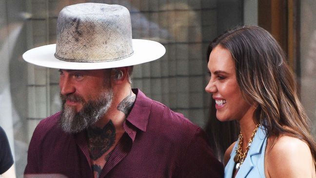 NEW YORK, NY - JULY 25: Zac Brown and Kendra Scott are seen on NBC's "Today" at Rockefeller Plaza on July 25, 2025 in New York City. (Photo by Patricia Schlein/Star Max/GC Images)