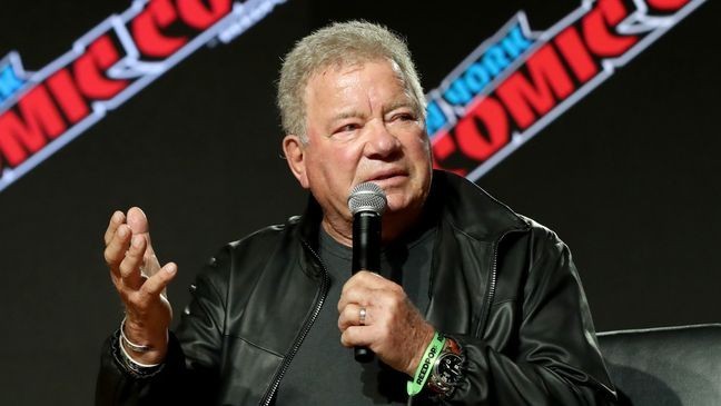 NEW YORK, NEW YORK - OCTOBER 07: William Shatner speaks at the William Shatner Spotlight panel during Day 1 of New York Comic Con 2021 at Jacob Javits Center on October 07, 2021 in New York City. (Photo by Bennett Raglin/Getty Images for ReedPop)