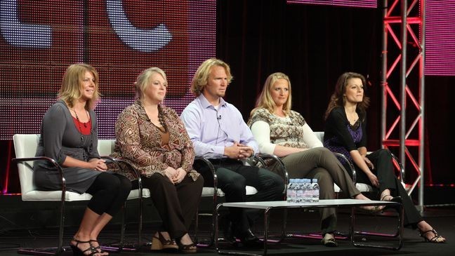 BEVERLY HILLS, CA - AUGUST 06:  TV personalities Meri Brwon, Janelle Brown, Kody Brown, Christine Brown and Robyn Brown speak duinrg the "Sister Wives" panel during the Discovery Communications portion of the 2010 Summer TCA pres tour held at the Beverly Hilton Hotel on August 6, 2010 in Beverly Hills, California.  (Photo by Frederick M. Brown/Getty Images)