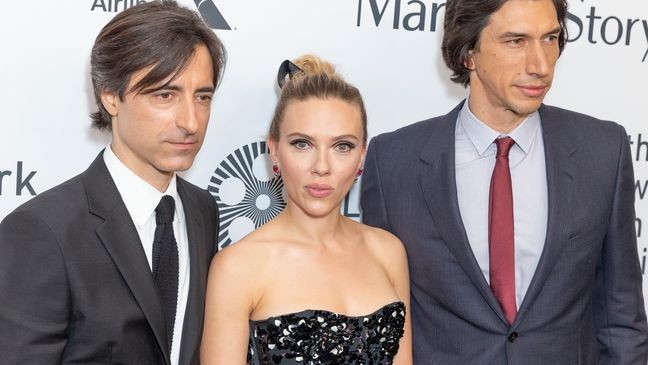 Noah Baumbach, Scarlett Johansson and Adam Driver attend premiere of Marriage Story at 57th New York Film Festival at Lincoln Center Alice Tully Hall. (Photo by Lev Radin/Pacific Press/LightRocket via Getty Images)