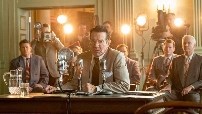 This image released by ShowBiz Direct shows Dennis Quaid in a scene from "Reagan." (Noah Hamilton/ShowBiz Direct via AP)