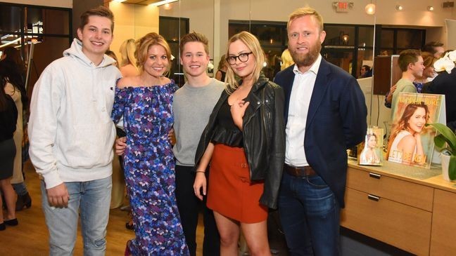 LOS ANGELES, CA - MARCH 24: Lev Bure, Candace Cameron, Maksim Bure, Natasha Bure and Valeri Bure attend Natasha Bure "Let's Be Real" Los Angeles book launch party at Eden By Eden Sassoon on March 24, 2017 in Los Angeles, California. (Photo by Araya Diaz/Getty Images for Zondervan)