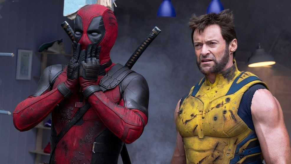 This image released by 20th Century Studios/Marvel Studios shows Ryan Reynolds as Deadpool/Wade Wilson, left, and Hugh Jackman as Wolverine/Logan in a scene from "Deadpool & Wolverine." (20th Century Studios/Marvel Studios via AP)