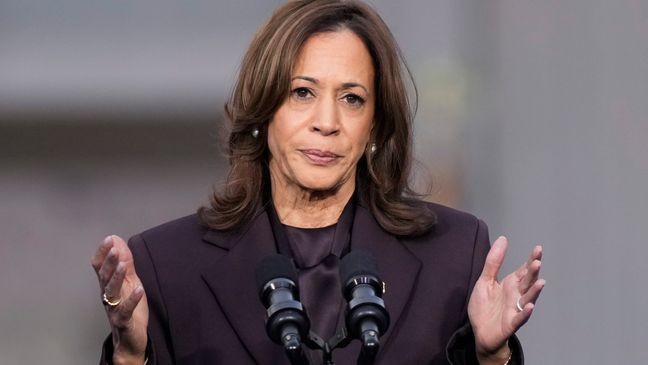 Vice President Kamala Harris delivers a concession speech for the 2024 presidential election on the campus of Howard University in Washington, Wednesday, Nov. 6, 2024. (AP Photo/Ben Curtis)