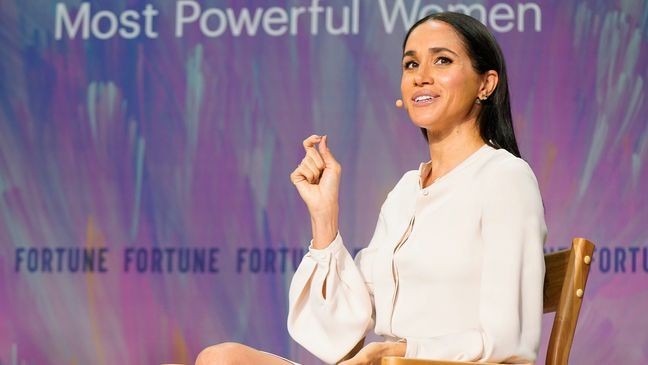 WASHINGTON, DC - OCTOBER 14: (EDITORIAL USE ONLY) Duchess of Sussex and Founder of As Ever Meghan Markle speaks onstage during Fortune Most Powerful Women Summit 2025 at Salamander Hotel on October 14, 2025 in Washington, DC. (Photo by Leigh Vogel/Getty Images for Fortune Media)