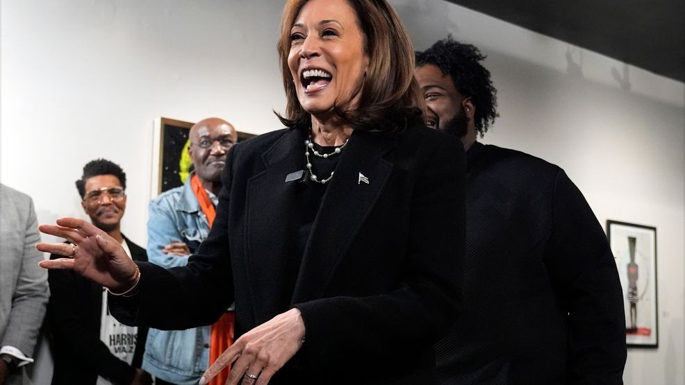 Democratic presidential nominee Vice President Kamala Harris visits Norwest Gallery of Art in Detroit, Tuesday, Oct. 15, 2024. (AP Photo/Jacquelyn Martin)