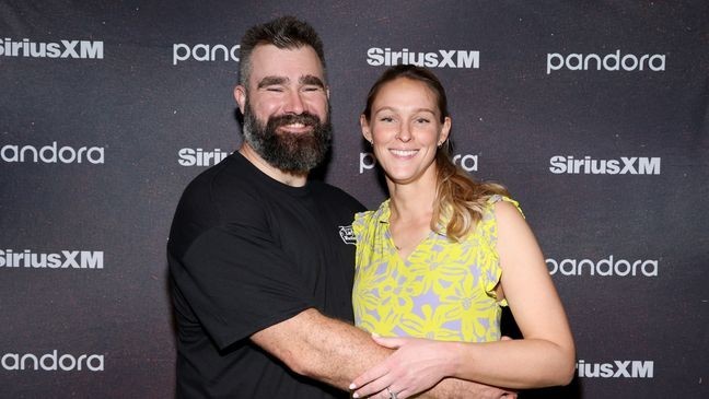 NEW ORLEANS, LOUISIANA - FEBRUARY 06: (L-R) Jason Kelce and Kylie Kelce attend Chris Stapleton's Performance Live From The Fillmore New Orleans for SiriusXM and Pandora on February 06, 2025 in New Orleans, Louisiana. (Photo by Mike Coppola/Getty Images for SiriusXM)