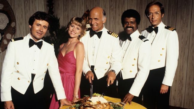 UNITED STATES - SEPTEMBER 10:  THE LOVE BOAT - "Tony's Family" 8/18/78 Fred Grandy, Lauren Tewes, Gavin MacLeod, Ted Lange, Bernie Kopell  (Photo by ABC Photo Archives/Disney General Entertainment Content via Getty Images)
