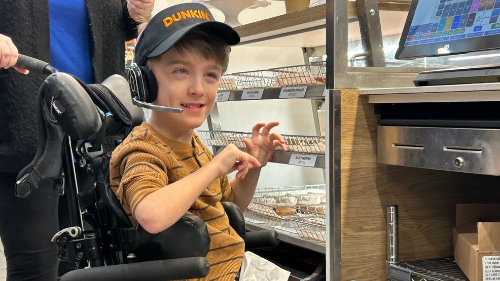 Image for story: 'Spreading joy': 6-year-old Dunkin' fan becomes honorary crew member for a day in Bedford