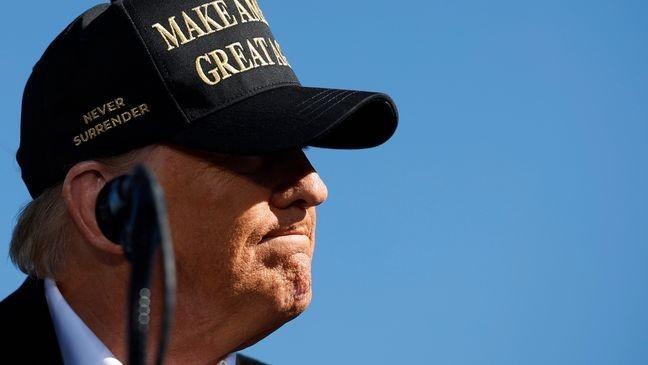 Donald Trump holds a campaign rally at Albuquerque International Sunport on October 31, 2024, in Albuquerque, New Mexico. (Photo by Chip Somodevilla/Getty Images)