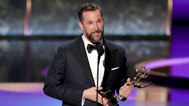 LOS ANGELES, CALIFORNIA - SEPTEMBER 14: Noah Wyle accepts the Outstanding Lead Actor in a Drama Series award for "The Pitt" onstage during the 77th Primetime Emmy Awards at Peacock Theater on September 14, 2025 in Los Angeles, California.  (Photo by Kevin Winter/Getty Images)