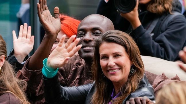 Norway's Princess Martha Louise and Durek Verret and guests arrive from Alesund to Geiranger, Norway, Friday Aug. 30, 2024, ahead of their wedding celebration on Saturday. (Cornelius Poppe/NTB via AP)