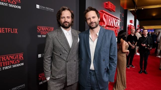NEW YORK, NEW YORK - APRIL 22: (L-R) Matt Duffer and Ross Duffer attend Stranger Things: The First Shadow - Broadway Opening Night at Marquis Theatre on April 22, 2025 in New York City. (Photo by Jamie McCarthy/Getty Images for Netflix)